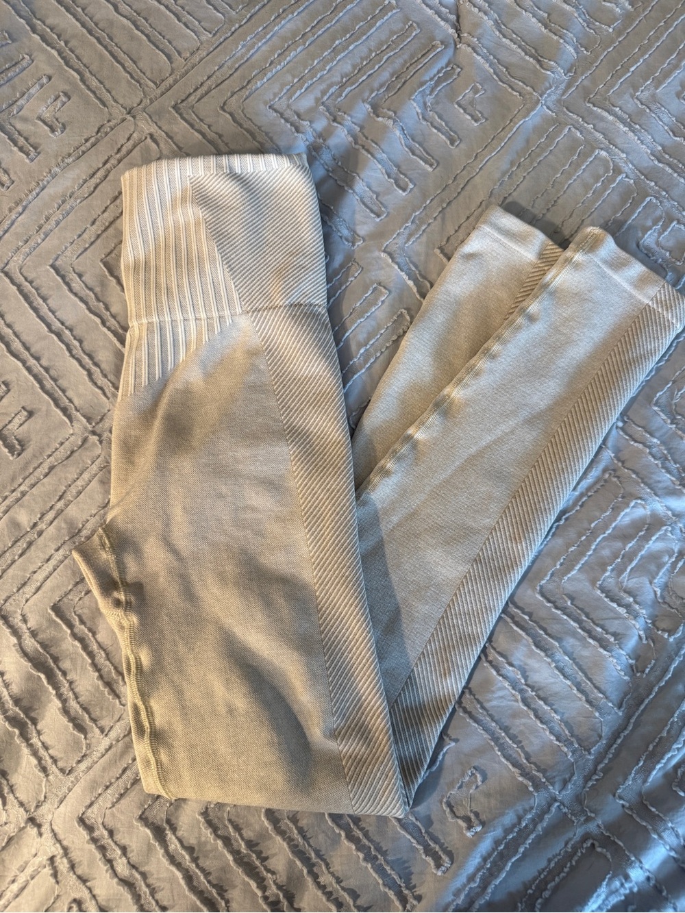 Prozis Seamless Beige Leggings with Ribbed Panels